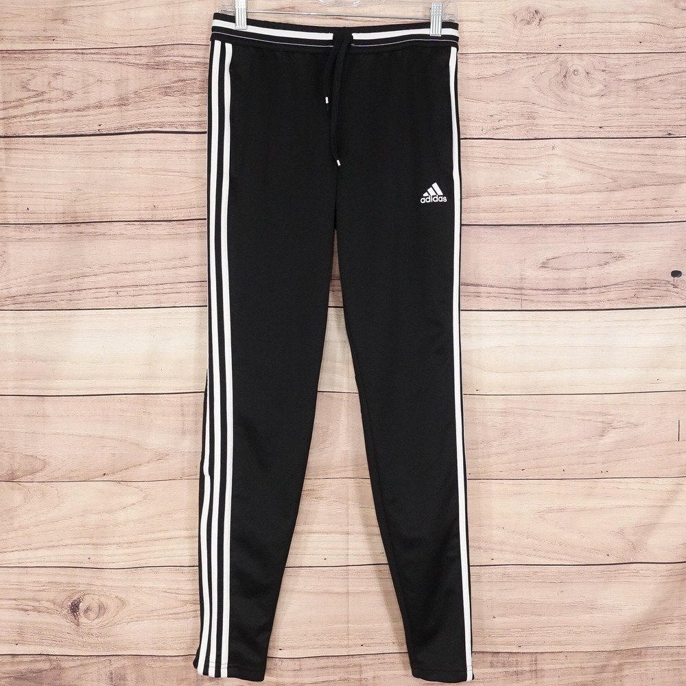 Adidas Pants Womens S Black Climacool Tapered Track Zip Ankle Stripes Running